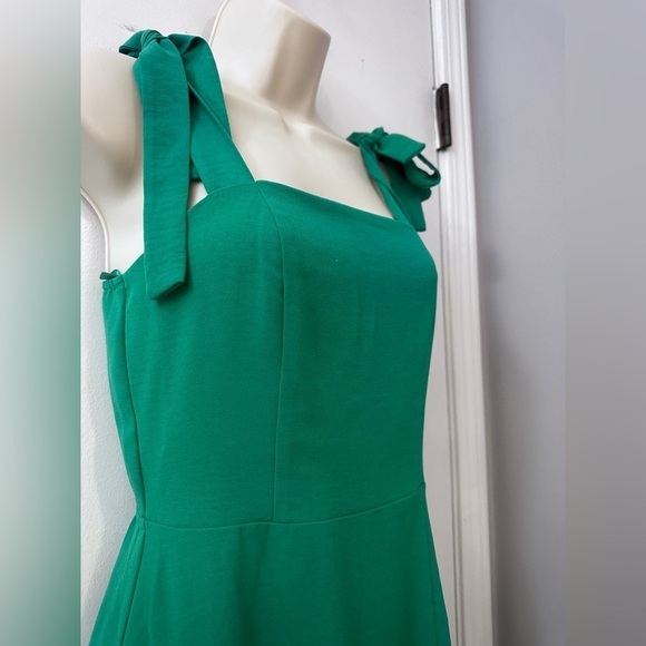 Monteau Women’s Small Green Midi Dress with Bow Straps and Smocked Back - Picture 6 of 10